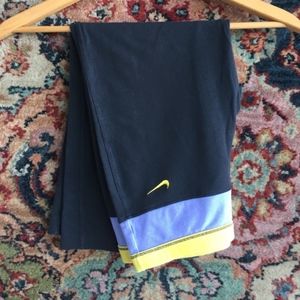 Nike Cropped Pants Color Block Banded Wide Leg Yog